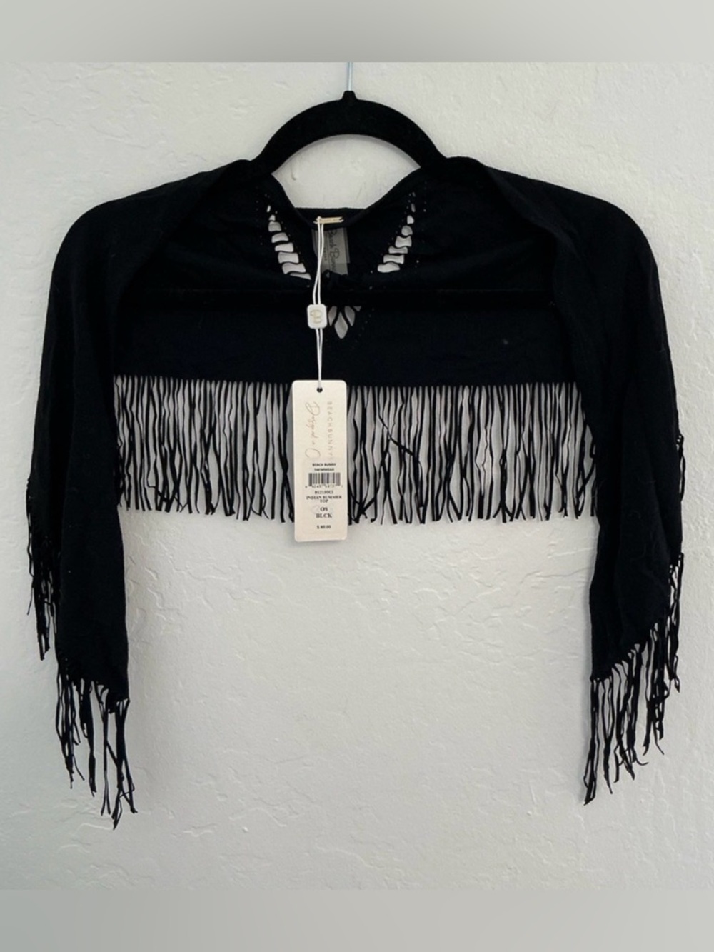Beach Bunny Black Shrug Fringe Cover Up